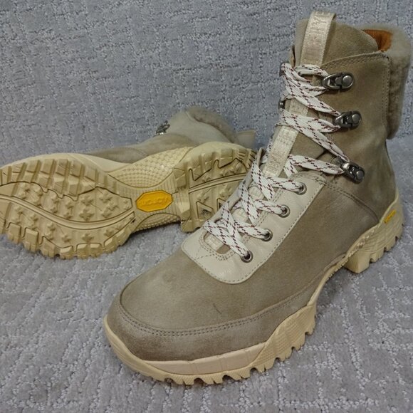 FRYE Brit Women’s Size 12 Beige Multi Suede Tumbled Goat Shearling Hiker's Boots - Picture 11 of 14